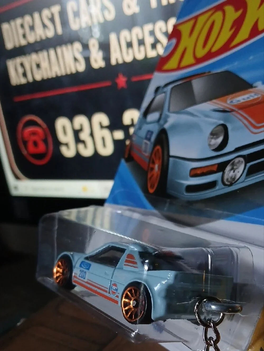 Ford RS200 Hot Wheels Car Keychain - Light Blue